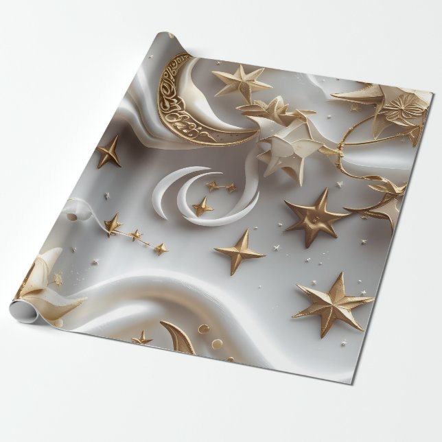 Papel De Regalo Wrapping Paper – Luxury Alabaster White Celestial  (Desenrollado)