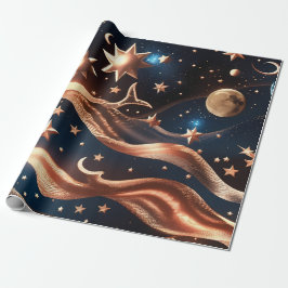 Papel De Regalo Wrapping Paper – Luxury Bronze Celestial Moon Prem