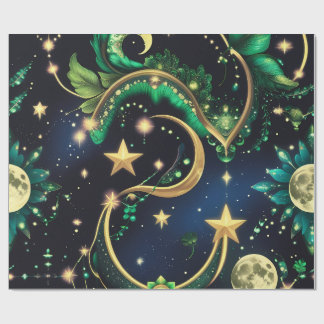 Papel De Regalo Wrapping Paper – Luxury Obsidian Black Celestial