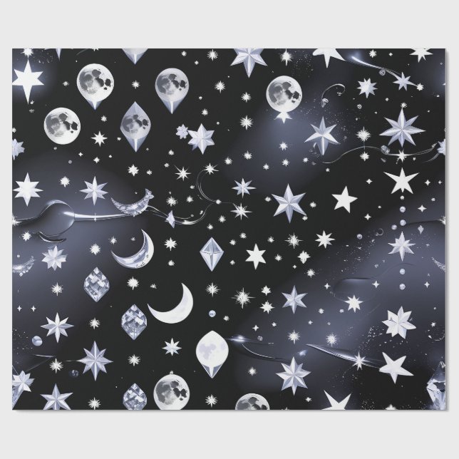 Papel De Regalo Wrapping Paper - Luxury Onyx Celestial Moon (Superficie plana)