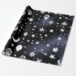 Papel De Regalo Wrapping Paper - Luxury Onyx Celestial Moon
