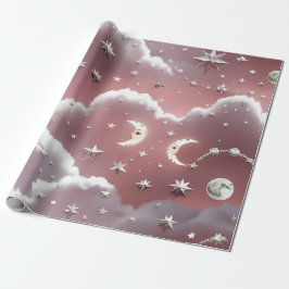 Papel De Regalo Wrapping Paper – Luxury Quartz Pink Celestial Moon