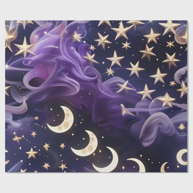 Papel De Regalo Wrapping Paper – Luxury Royal Amethyst Celestial (Superficie plana)