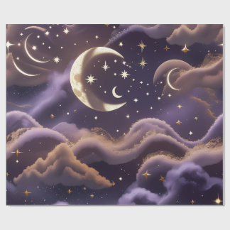 Papel De Regalo Wrapping Paper – Luxury Smoky Celestial Moon