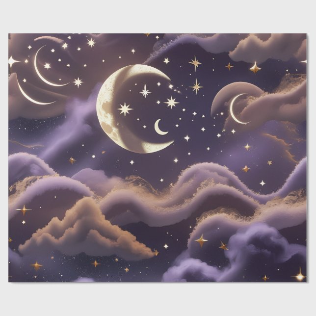 Papel De Regalo Wrapping Paper – Luxury Smoky Celestial Moon (Superficie plana)