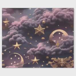 Papel De Regalo Wrapping Paper - Luxury Smoky Plum Celestial Moon