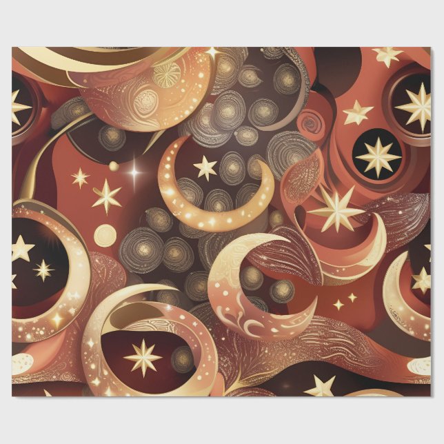 Papel De Regalo Wrapping Paper – Luxury Terracotta Celestial Moon  (Superficie plana)