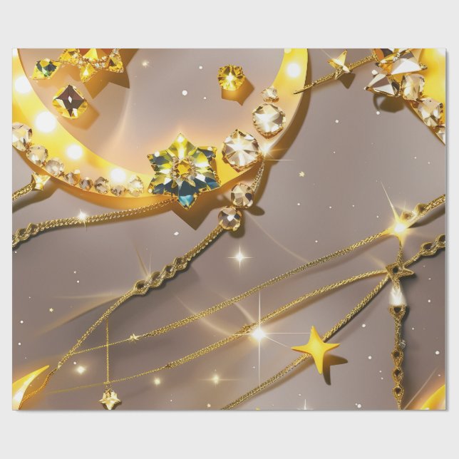 Papel De Regalo Wrapping Paper – Luxury Topaz Yellow Celestial (Superficie plana)