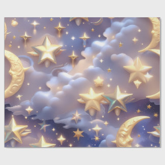 Papel De Regalo Wrapping Paper – Luxury White Celestial Moon Gift 