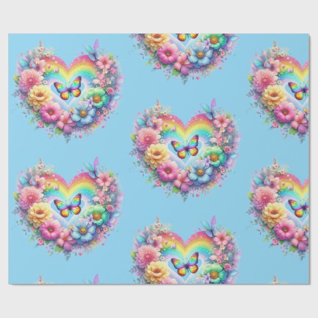 Papel De Regalo Wrapping Paper-Pastel Spring Floral Wrapping Paper (Superficie plana)