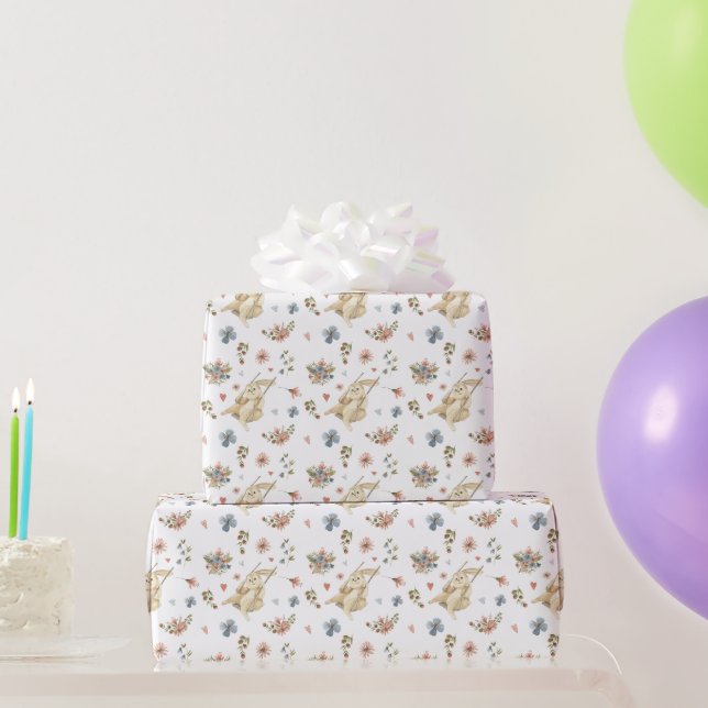 Papel De Regalo Wrapping Paper - Rabbits Pattern (Regalos de fiesta)