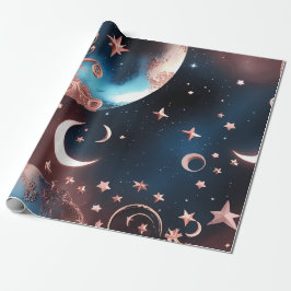 Papel De Regalo Wrapping Paper – Rose Gold Celestial Moon