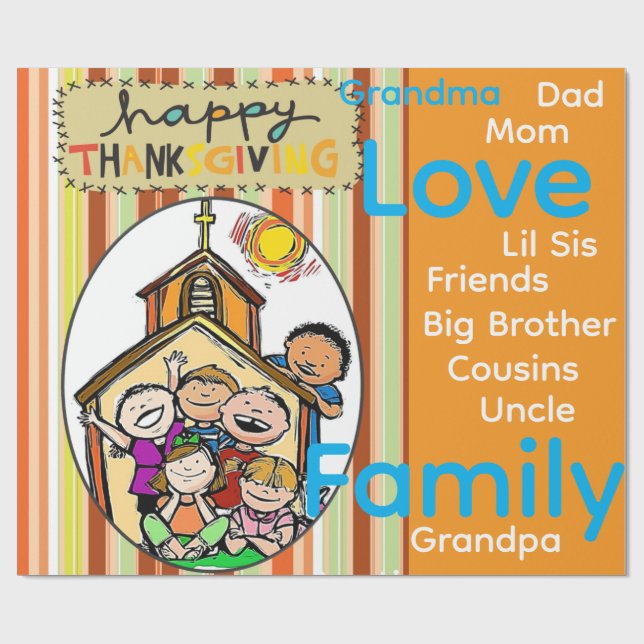 Papel De Regalo Wrapping Paper Thanksgiving Family Love (Superficie plana)