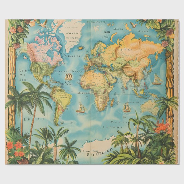 Papel De Regalo Wrapping Paper- Vintage Atlas (Superficie plana)