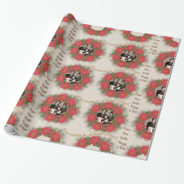 Papel De Regalo Wreath de poinsettia acuarela con tu foto