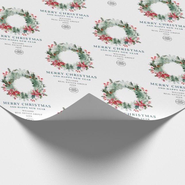 Papel De Regalo Wreath Holly Berry Pine Forest Navidades (Esquina)