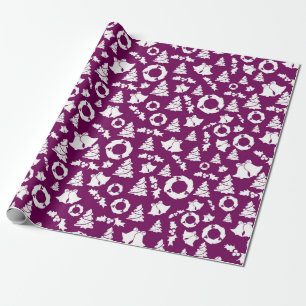 Papel De Regalo Wreath Holly Purple