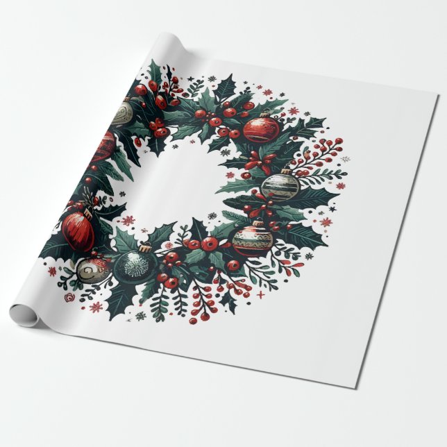 Papel De Regalo Wreath navidades (Desenrollado)