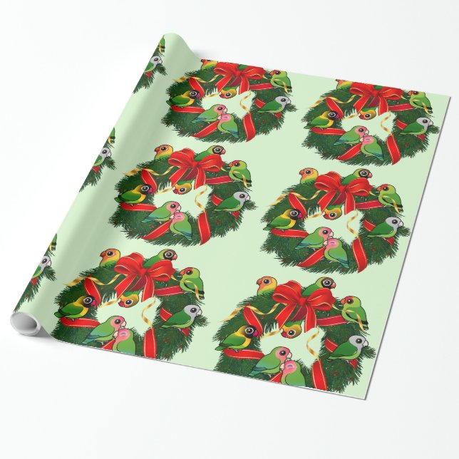 Papel De Regalo Wreath, Navidades Birdorable de Lovebirds (Desenrollado)