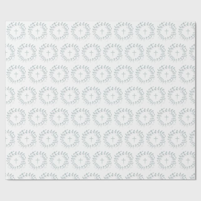 Papel De Regalo Wreath y cruz de sabio de la comunión (Superficie plana)