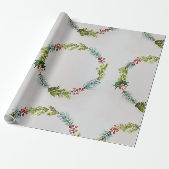 Papel De Regalo Wreth de vacaciones acuáticas (Desenrollado)
