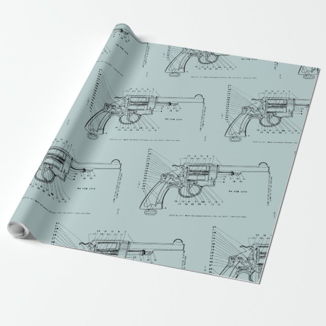 Papel De Regalo WWII Ametralladora de pistola calibre 45 revólver  (Desenrollado)