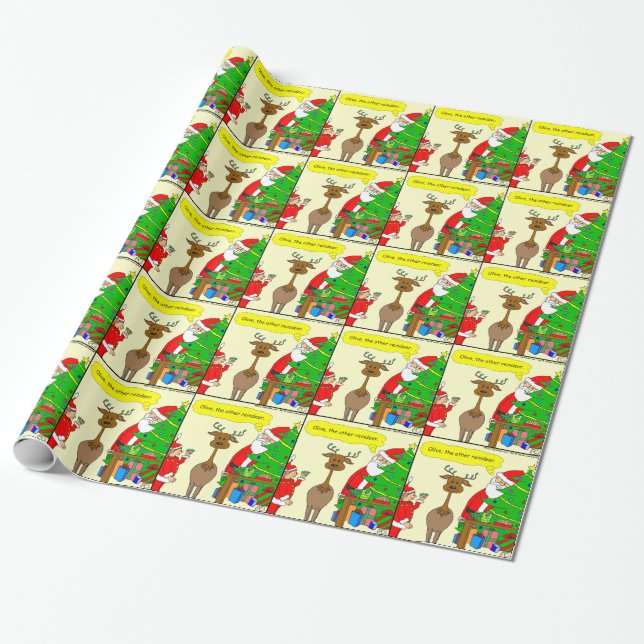 Papel De Regalo x79 oliva el otro personalizado de renos (Desenrollado)