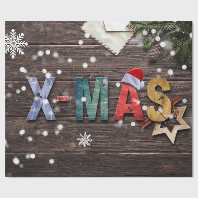 Papel De Regalo X-Mas rústico y divertido (Superficie plana)
