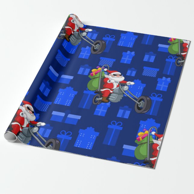 Papel De Regalo xmas biker santa claus (Desenrollado)