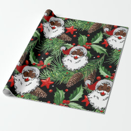 Papel De Regalo xmas holly black santa claus