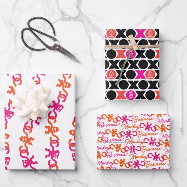 Papel de regalo XO Monkey Business (Anverso)