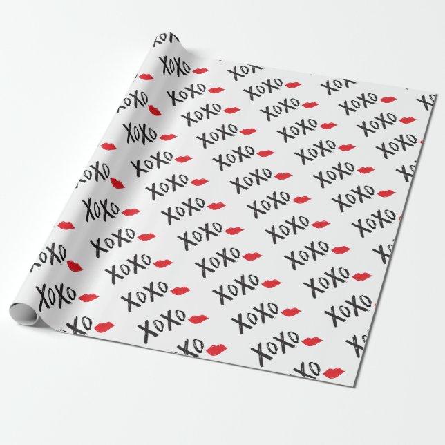 Papel De Regalo XoXo-abrazos-besos-con-labios-rojos (Desenrollado)