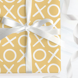 Papel De Regalo XOXO Abrazos y Besos Amarillo Cumpleaños Pincel Es
