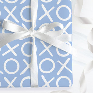 Papel De Regalo XOXO Abrazos y Besos Cumpleaños Azul Script Pincel