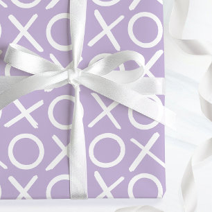 Papel De Regalo XOXO Abrazos y Besos Cumpleaños Púrpura Script de 
