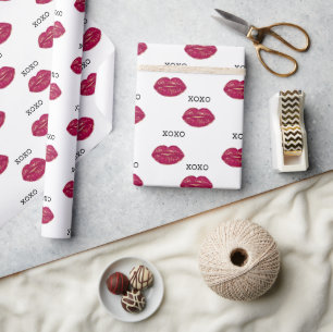 Papel De Regalo XOXO de los labios rojos del beso