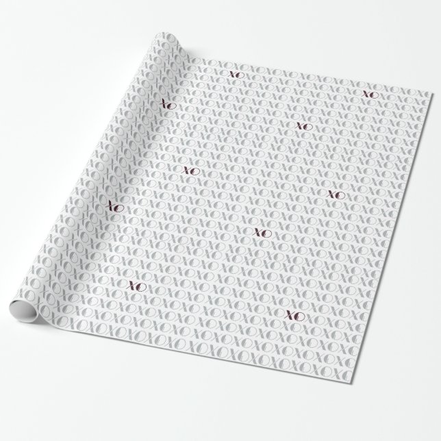 Papel De Regalo XOXO gris y rojo (Desenrollado)