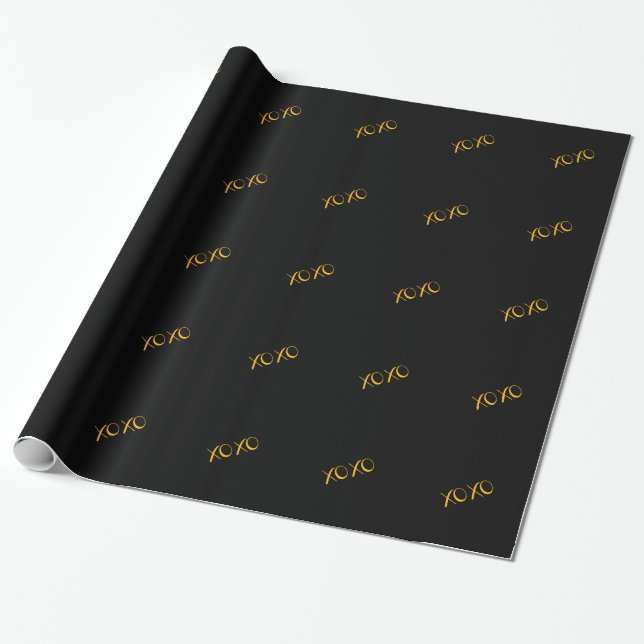 Papel De Regalo XOXO, oro en negro (Desenrollado)