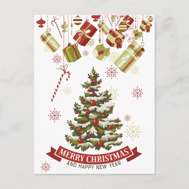 Papel de regalo y árbol de Navidad vintage (Anverso)