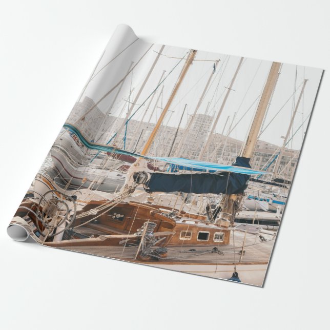 PAPEL DE REGALO YACHT BLANCA EN BAY (Desenrollado)