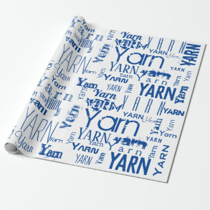 Papel De Regalo ¡YARN! Tipografía de punto azul