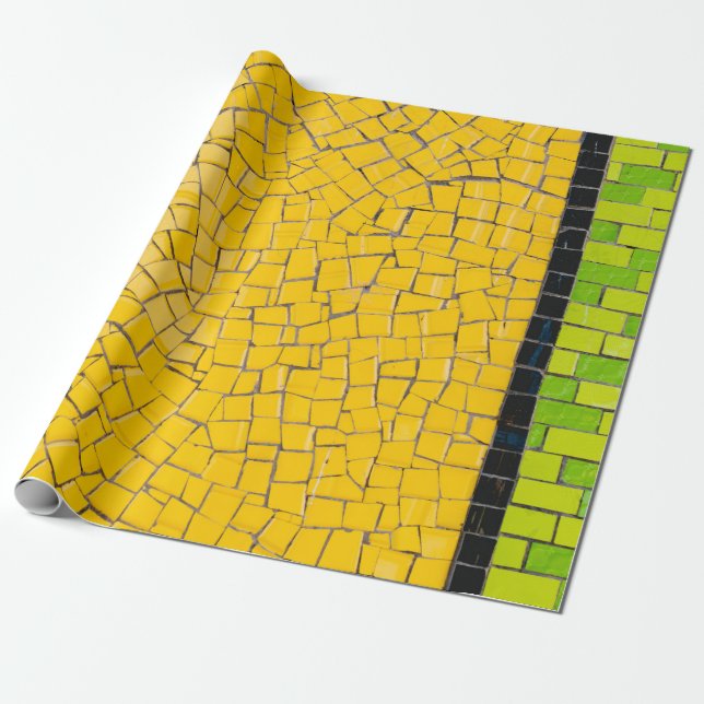 Papel De Regalo Yellow, black, and green brick wall planning (Desenrollado)