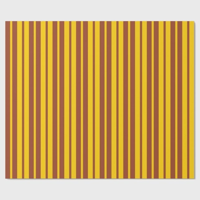Papel De Regalo Yellow Brown Stylish Stripes Pattern Design  (Superficie plana)