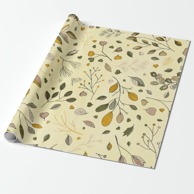 Papel De Regalo Yellow Fancy Foliage (Desenrollado)