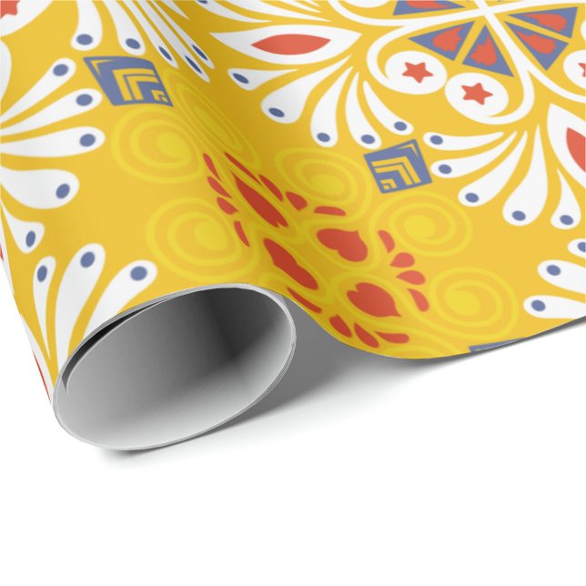 Papel De Regalo yellow floral-patterned design with white, orange (Subido por el creador)