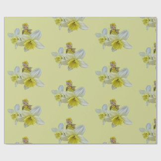 Papel De Regalo Yellow flowers teddy bears floral narcissus baby