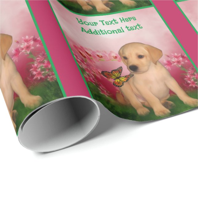 Papel De Regalo Yellow Lab Puppy Dog Art Personalizado (Esquina del rollo)