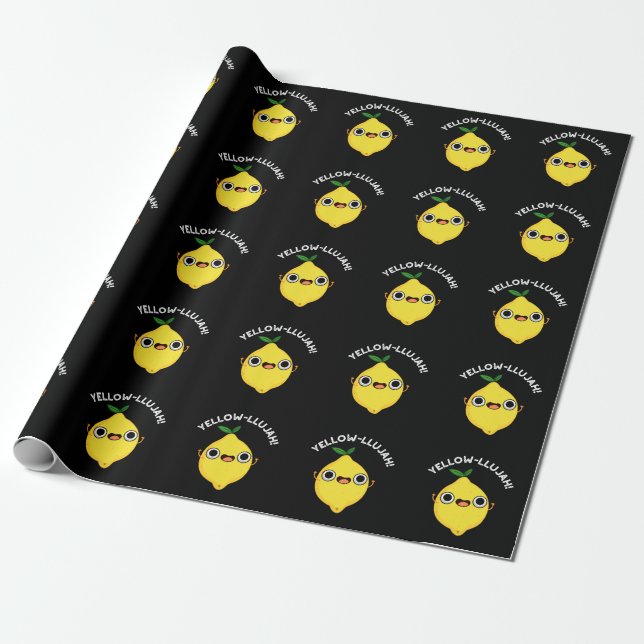 Papel De Regalo Yellow-llujah Funny Lemon Pun Dark BG (Desenrollado)