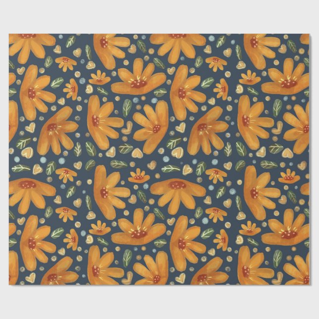 Papel De Regalo Yellow Luxe Florals (Superficie plana)