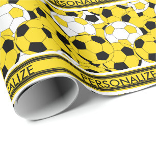 Papel De Regalo Yellow Soccer Ball Collage